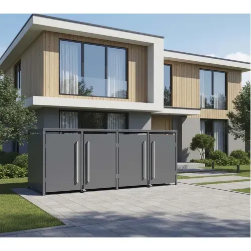 Westmann -&nbsp; Metalno spremište za kante za smeće s nožnom pedalom | Pedura 4 | 4x240L | antracit - BRANDED IN GERMANY Cijena