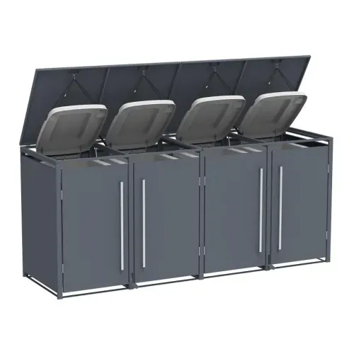 Westmann -&nbsp; Metalno spremište za kante za smeće s nožnom pedalom | Pedura 4 | 4x240L | antracit - BRANDED IN GERMANY Cijena