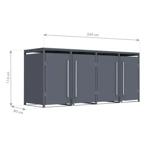 Westmann -&nbsp; Metalno spremište za kante za smeće s nožnom pedalom | Pedura 4 | 4x240L | antracit - BRANDED IN GERMANY Cijena