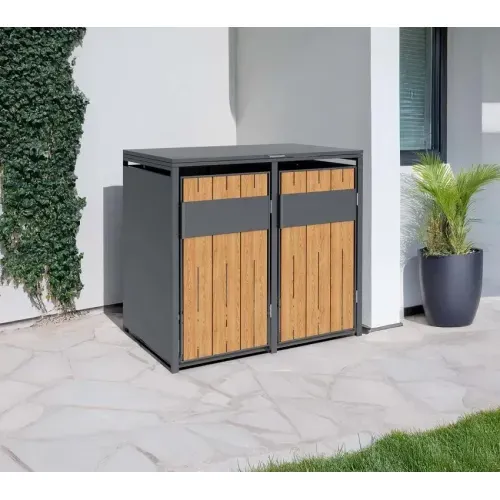 Westmann Varius 2 | Spremište za 2 kante za smeće | 2 x 240L | Drveni izgled - BRANDED IN GERMANY Cijena
