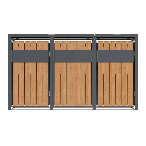 Westmann Varius 3 | Spremište za 3 kante za smeće | 3 x 240L | Drveni izgled - BRANDED IN GERMANY Cijena