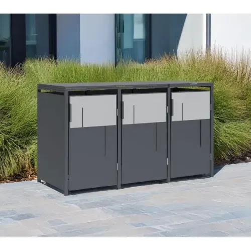 Westmann Tonus 3 | Metalno spremište za 3 kante za smeće | 3 x 240L | Antracit - BRANDED IN GERMANY Cijena