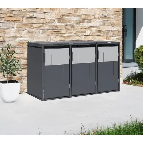 Westmann Tonus 3 | Metalno spremište za 3 kante za smeće | 3 x 240L | Antracit - BRANDED IN GERMANY Cijena