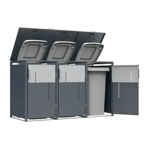 Westmann Tonus 3 | Metalno spremište za 3 kante za smeće | 3 x 240L | Antracit - BRANDED IN GERMANY Cijena