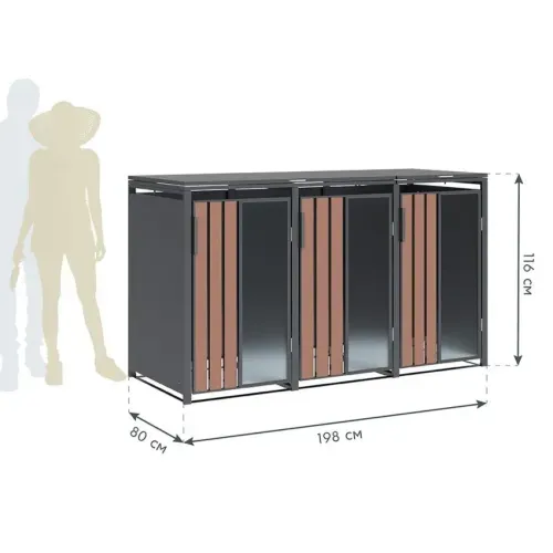 Westmann Status 3 | Metalno spremište za 3 kante za smeće | 3 x 240 L | Antracit - BRANDED IN GERMANY Cijena