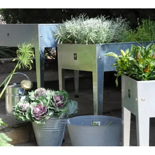 Herstera Garden Urban | Povišena gredica | Visoka tegla za cvijeće | 72 L | 100x40x84 cm - Srebrna - BRANDED IN EU Cijena