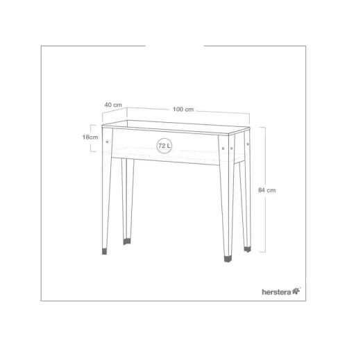 Herstera Garden Urban | Povišena gredica | Visoka tegla za cvijeće | 72 L | 100x40x84 cm - Srebrna - BRANDED IN EU Cijena