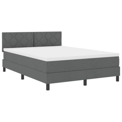 Box spring krevet Tamno siva 140 x 190 cm tkanina - Tamno siva 140 x 190 cm Dizajn s rombovima Cijena