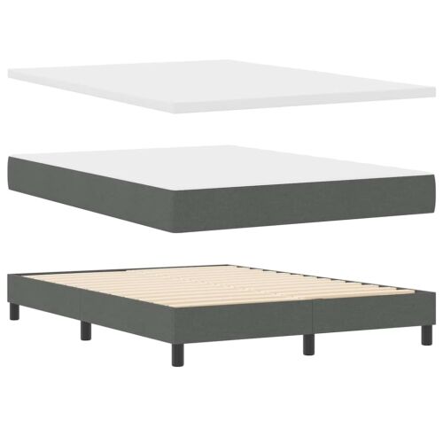Box spring krevet Tamno siva 140 x 190 cm tkanina - Tamno siva 140 x 190 cm Dizajn s rombovima Cijena