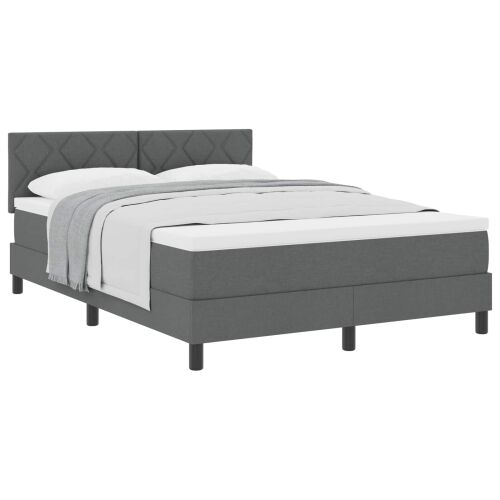 Box spring krevet Tamno siva 140 x 190 cm tkanina - Tamno siva 140 x 190 cm Dizajn s rombovima Cijena