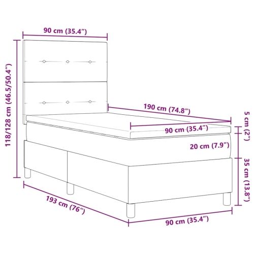 Box spring krevet s uzglavljem Plava 90 x 190 cm tkanina - Plava 90 x 190 cm Prošiveno gumbima Cijena