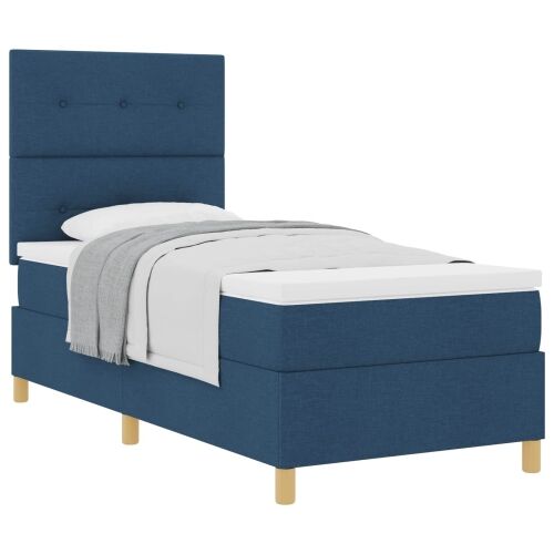 Box spring krevet s uzglavljem Plava 90 x 190 cm tkanina - Plava 90 x 190 cm Prošiveno gumbima Cijena
