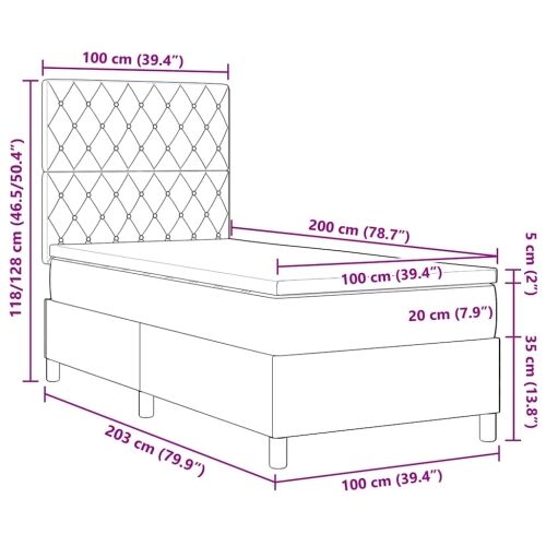 Box spring krevet s madracem Crna 100 x 200 cm Baršun - Crna 100 x 200 cm Kristal s dugmadima Cijena