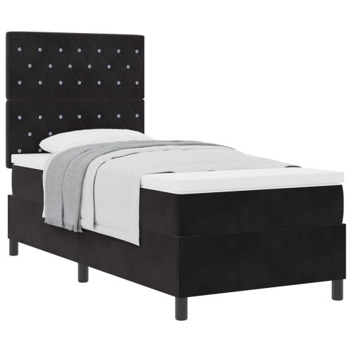Box spring krevet s madracem Crna 100 x 200 cm Baršun - Crna 100 x 200 cm Kristal s dugmadima Cijena
