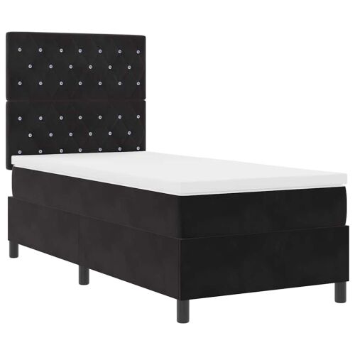 Box spring krevet s madracem Crna 100 x 200 cm Baršun - Crna 100 x 200 cm Kristal s dugmadima Cijena