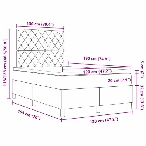 Box spring krevet s madracem Crna 120 x 190 cm Baršun - Crna 120 x 190 cm Kristal s dugmadima Cijena
