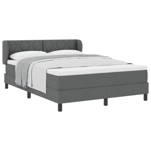 Box spring krevet Tamno siva 140 x 190 cm tkanina - Tamno siva 140 x 190 cm Dizajn s rombovima Cijena