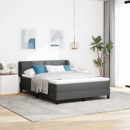 Box spring krevet Tamno siva 140 x 190 cm tkanina - Tamno siva 140 x 190 cm Dizajn s rombovima Cijena