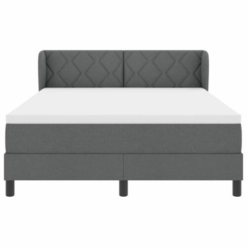Box spring krevet Tamno siva 140 x 190 cm tkanina - Tamno siva 140 x 190 cm Dizajn s rombovima Cijena