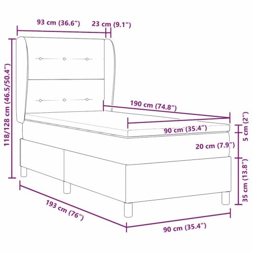 Box spring krevet s uzglavljem Plava 90 x 190 cm tkanina - Plava 90 x 190 cm Prošiveno gumbima Cijena