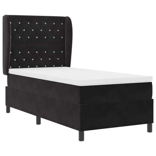 Box spring krevet s madracem Crna 200 x 100 cm Baršun - Crna 100 x 200 cm Kristal s dugmadima Cijena