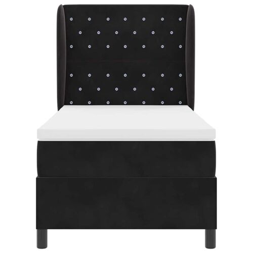 Box spring krevet s madracem Crna 200 x 100 cm Baršun - Crna 100 x 200 cm Kristal s dugmadima Cijena