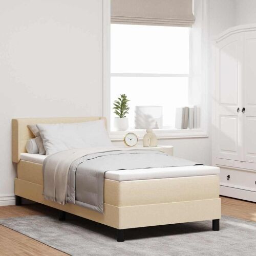 Box spring krevet s uzglavljem Krema 200 x 100 cm tkanina - Krema 100 x 200 cm Prošiveno gumbima Cijena