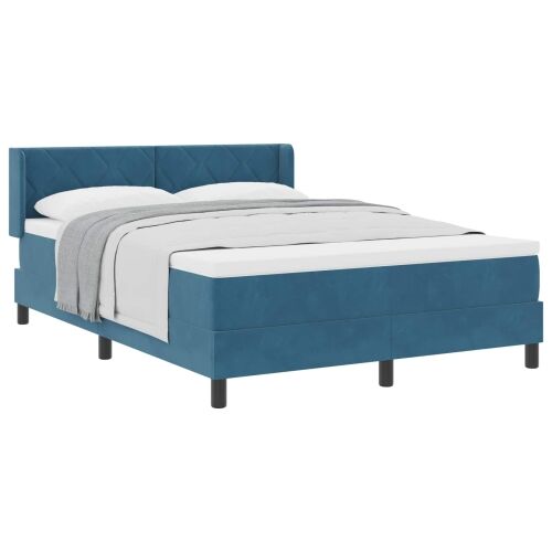 Box spring krevet Tamno plava 190 x 140 cm Baršun - Tamno plava 140 x 190 cm Dizajn s rombovima Cijena