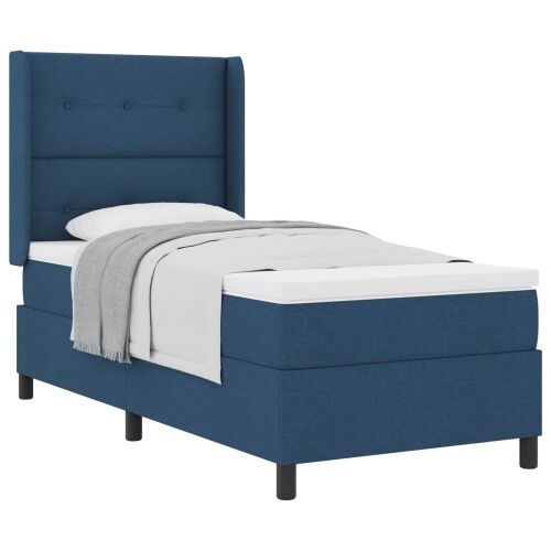 Box spring krevet s jastukom Plava 190 x 90 cm tkanina - Plava 90 x 190 cm Prošiveno gumbima Cijena