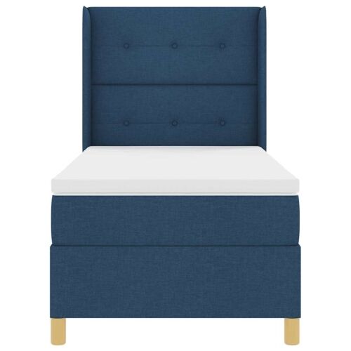 Box spring krevet s uzglavljem Plava 90 x 190 cm tkanina - Plava 90 x 190 cm Prošiveno gumbima Cijena