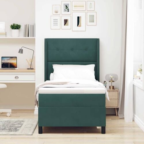 Box spring krevet Tamnozelena 80 x 200 cm Baršun - Tamnozelena 80 x 200 cm Prošiveno gumbima Cijena