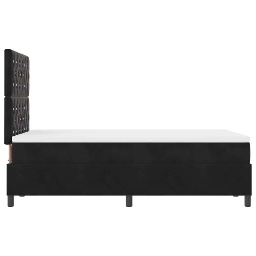 LED Box Spring Krevet s madracem Crna 120 x 190 cm Baršun - Crna 120 x 190 cm Kristal s dugmadima Cijena