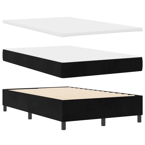 LED Box Spring Krevet s madracem Crna 120 x 190 cm Baršun - Crna 120 x 190 cm Kristal s dugmadima Cijena