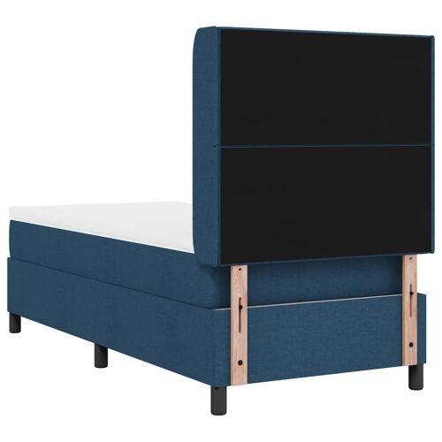 LED Box Spring Krevet s uzglavljem Plava 90 x 190 cm tkanina - Plava 90 x 190 cm Prošiveno gumbima Cijena