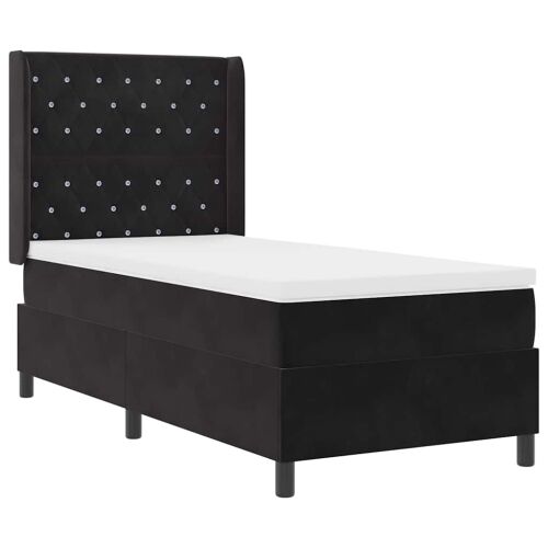 Box spring krevet s madracem Crna 100 x 200 cm Baršun - Crna 100 x 200 cm Kristal s dugmadima Cijena