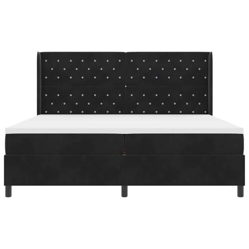 Box spring krevet s madracem Crna 200 x 200 cm Baršun - Crna 200 x 200 cm Kristal s dugmadima Cijena