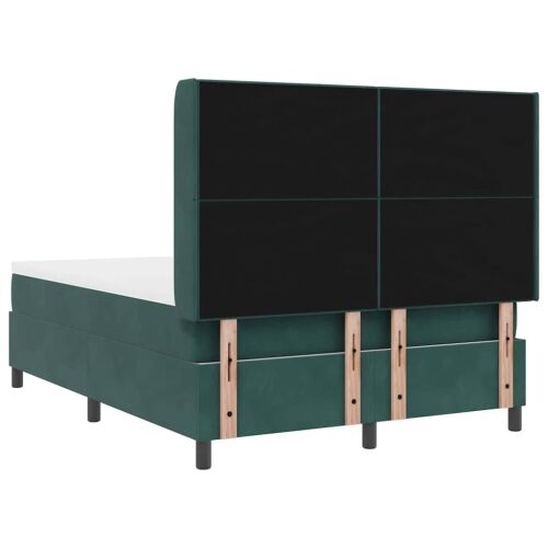 Box spring krevet Tamnozelena 160 x 200 cm Baršun - Tamnozelena 160 x 200 cm Prošiveno gumbima Cijena