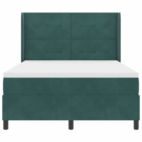 Box spring krevet Tamnozelena 160 x 200 cm Baršun - Tamnozelena 160 x 200 cm Prošiveno gumbima Cijena