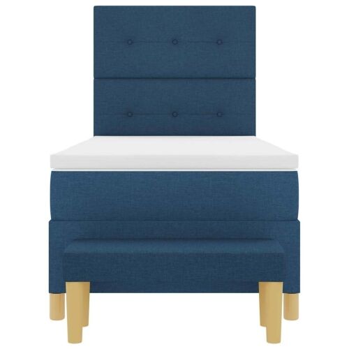 Box spring krevet s uzglavljem Plava 190 x 90 cm tkanina - Plava 90 x 190 cm Prošiveno gumbima Cijena