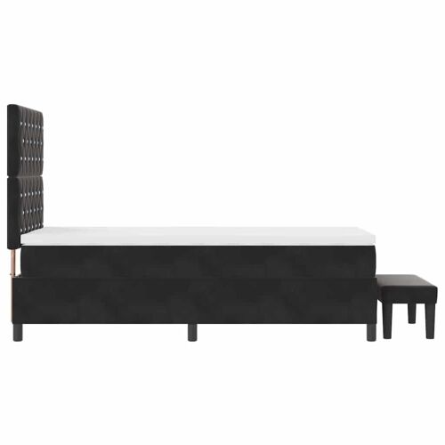 Box spring krevet s jastukom Crna 200 x 100 cm Baršun - Crna 100 x 200 cm Kristal s dugmadima Cijena