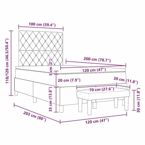 Box spring krevet s uzglavljem Crna 200 x 120 cm Baršun - Crna 120 x 200 cm Kristal s dugmadima Cijena