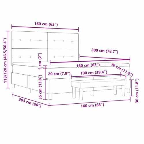Box spring krevet Tamnozelena 200 x 160 cm Baršun - Tamnozelena 160 x 200 cm Prošiveno gumbima Cijena