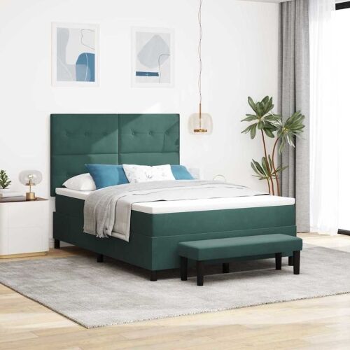 Box spring krevet Tamnozelena 200 x 160 cm Baršun - Tamnozelena 160 x 200 cm Prošiveno gumbima Cijena