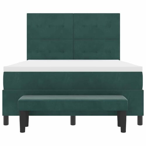 Box spring krevet Tamnozelena 200 x 160 cm Baršun - Tamnozelena 160 x 200 cm Prošiveno gumbima Cijena