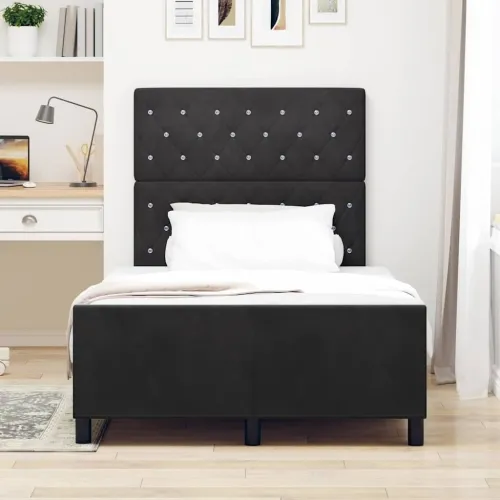Box spring krevet s uzglavljem Crna 120 x 200 cm Baršun - Crna 120 x 190 cm Kristal s dugmadima Cijena