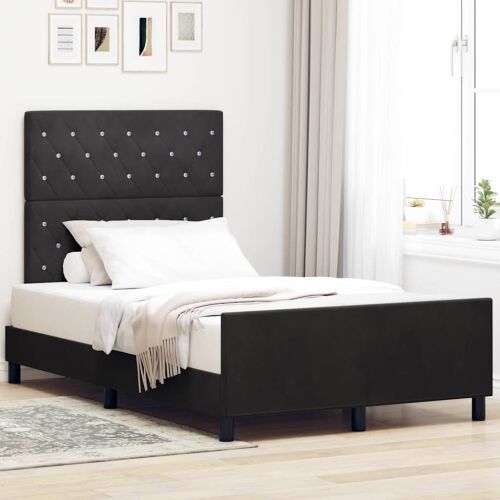 Box spring krevet s uzglavljem Crna 120 x 200 cm Baršun - Crna 120 x 200 cm Kristal s dugmadima Cijena