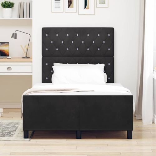 Box spring krevet s uzglavljem Crna 120 x 200 cm Baršun - Crna 120 x 200 cm Kristal s dugmadima Cijena