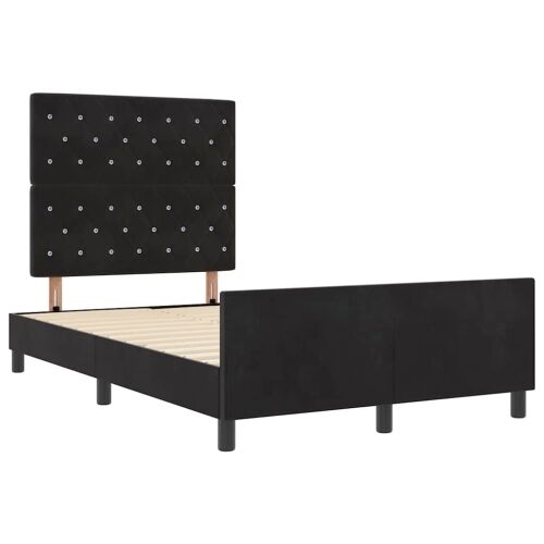 Box spring krevet s uzglavljem Crna 120 x 200 cm Baršun - Crna 120 x 200 cm Kristal s dugmadima Cijena