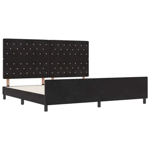 Box spring krevet s uzglavljem Crna 200 x 200 cm Baršun - Crna 200 x 200 cm Kristal s dugmadima Cijena