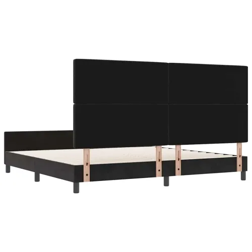 Box spring krevet s uzglavljem Crna 200 x 200 cm Baršun - Crna 200 x 200 cm Kristal s dugmadima Cijena